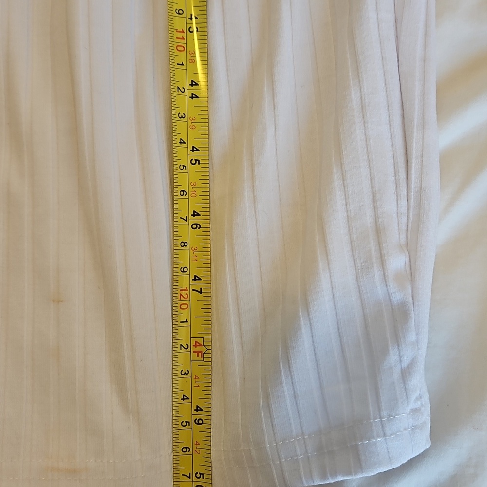 White Ribbed BodyCon Long Sleeve Dress Size L - Picture 6 of 6